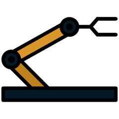 Mechanical Arm Outline Flat Icon, Outline Flat Design Style Icon Symbol