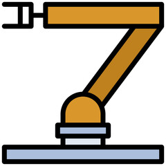 Obraz premium Mechanical Arm Outline Flat Design Icon, Flat Design Style Icon Symbol