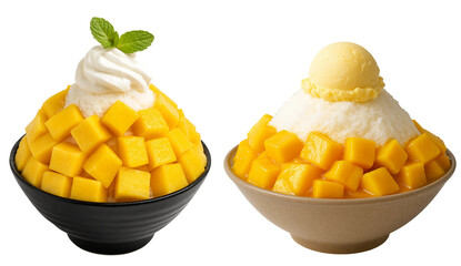 Mango Bingsu Set – Whipped Cream & Ice Cream Toppings