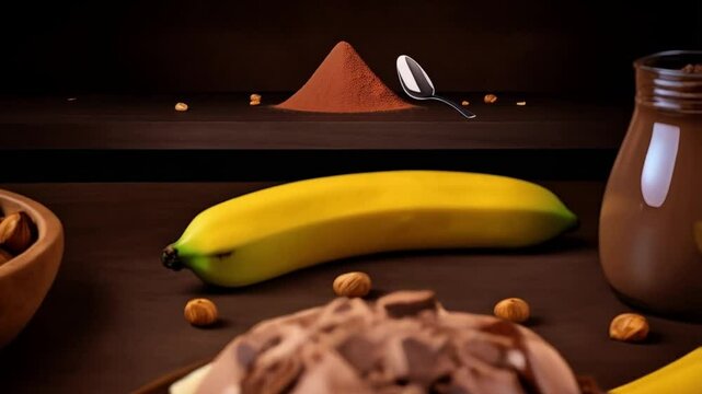 Schoko-Banane-Bowl mit Schokoladeneis & Haseln&uuml;ssen