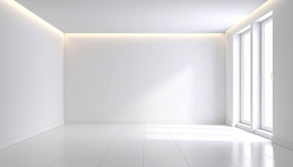 Fototapeta premium A modern house in bright white. An empty house design.