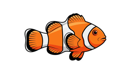 Clownfish Cartoon Portrait: Vibrant cartoon illustration of a clownfish, showcasing its unique orange and white striped pattern against a simple backdrop.