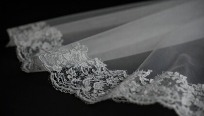 Victorian Lace with Fiber Optic Threading Delicate Illuminated Textile Pattern in White Fabric over Black Background
