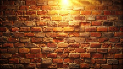 Illuminated Brick Wall Texture A Golden Light Backlit Background for Design Projects
