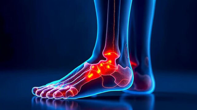Foot pain, ankle swelling, heel discomfort. Pain management. Ligaments inflamed during intense activity. Tendonitis reduces normal mobility. Arch support improves overall balance.