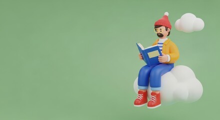 3D Character in Winter Clothes Riding a Scooter with Gift