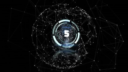 Opening sphere starting countdown, inserting ? decrementing digits rotating sphere signaling launch - Powered by Adobe