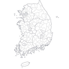 Map of  South Korea. republic of korea.