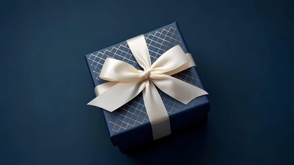Elegant Gift Box Wrapped with Ribbon on a Dark Background