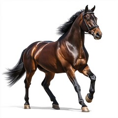 Obraz premium Majestic Black Stallion. Beautiful Equine in Motion at Sunset, Galloping Through Nature's Forest. Elegant & Powerful Horse Photography