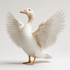 Obraz premium Graceful White Duck with Vibrant Feathers. Adorable Animal Portrait in Studio Light
