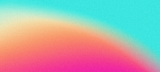 Vibrant summer poster design, orange teal turquoise pink abstract grainy gradient background with noise texture effect