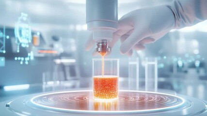 Scientific Experiment with Liquid Transfer in Modern Laboratory Setting with High-Tech Equipment and Glassware - Powered by Adobe