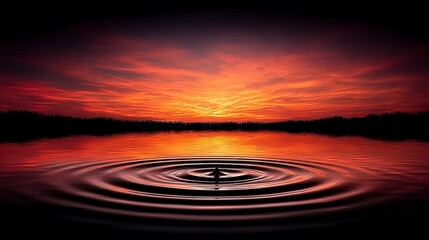 Serene Sunset Water Droplet Ripples  Nature  Calm  Peace  Reflection