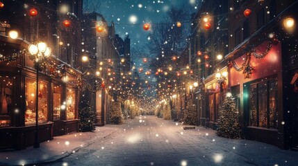 Snowy Christmas Eve in a Charming European Town