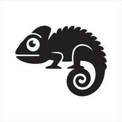 Chameleon Silhouette Icon – Cartoon Reptile Vector Illustration © Journey
