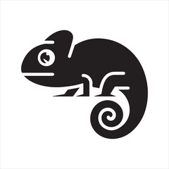 Chameleon Silhouette Icon – Cartoon Reptile Vector Illustration © Journey