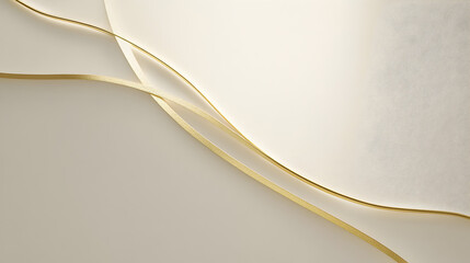 un fondo beige liso con espacio de copia con lineas doradas en movimiento elegantes de lujo para invitacion o plantilla diseño moderno 