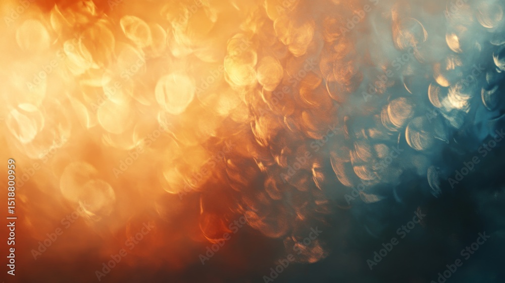 Poster abstract bokeh lights in soft focus, with warm and cool tones blending harmoniously