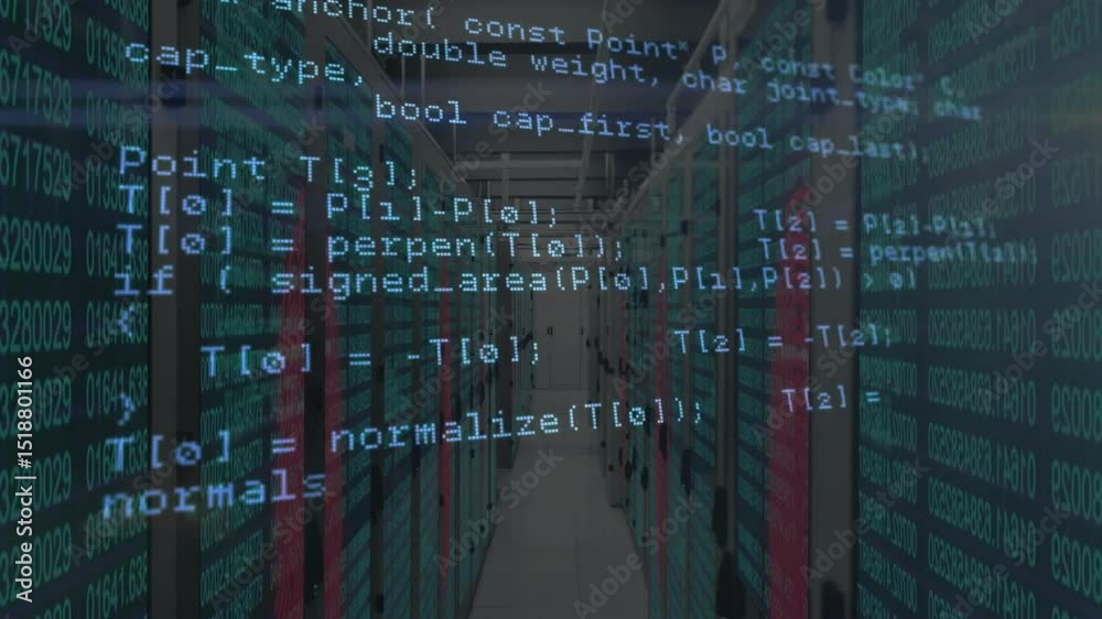 Poster camera moving forward triggers code overlay scrolling to show c++ routines mapping server data