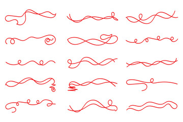 Vector swish swoosh squiggle lines set. Line pen brush marker stroke underline vector set. Hand drawn doodle sketch pen brush stroke scribble underline. 