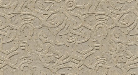 Beige wall with abstract carved texture