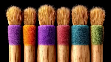Colorful Paint Brushes  Artistic Supplies  Craft Tools  Studio Shot