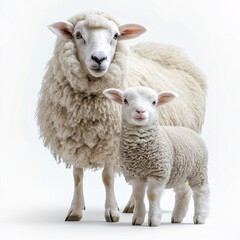 Adorable Sheep and Lamb on Pastoral Farm - Animal Husbandry and Nature Photography