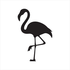 Flamingo Bird Silhouette Icon – Tropical Standing Bird Vector