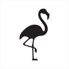 Flamingo Bird Silhouette Icon – Tropical Standing Bird Vector