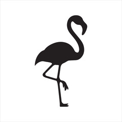 Flamingo Bird Silhouette Icon – Tropical Standing Bird Vector