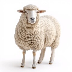 Obraz premium Cute Fluffy Sheep on a Rural Pasture. Sustainable Livestock and Eco-Friendly Agriculture Insights