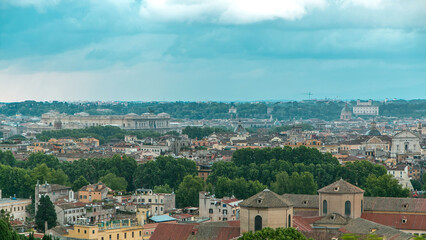 Obraz premium Panoramic view of historic center timelapse of Rome, Italy