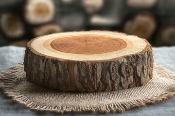 Sustainable Rustic Decor. Organic Wooden Log Slice for Eco-Friendly Table Centerpiece and Home Design