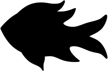 Sergeant Major Fish Silhouette Vector Shadow Illustration