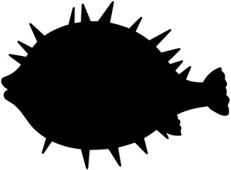 Cartoon Pufferfish Silhouette Vector Shadow Illustration