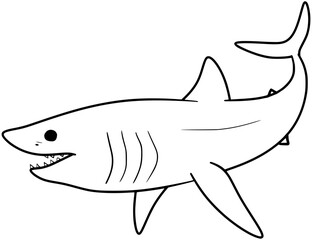 Obraz premium Porbeagle Shark Vector Outline Line Art Drawing