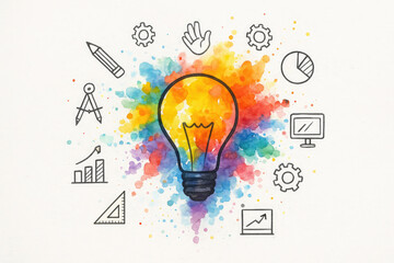Bright ideas innovation creativity colorful lightbulb concept