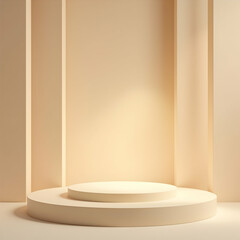 Round Podium Display with Abstract Neutral Background