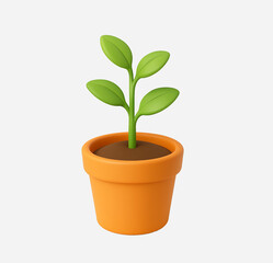 Vibrant Orange Pot with Green Sprout

