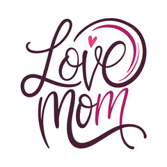 Obraz premium Love Mom Lettering with Sketch Style Face