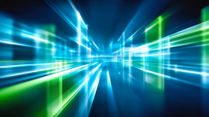 Abstract digital technology and speed motion blur, futuristic cyber virtual data and network connectivity, communication and fiber optic, lights streaks energy
