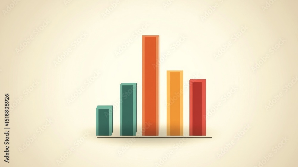 Aufkleber a minimalist bar chart with smooth, matte-finished bars arranged in descending order, with soft shad