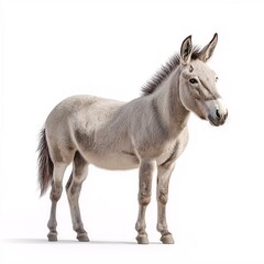 Fototapeta premium Cute Young Domesticated Donkey. A Premium Portrait of a Social and Supportive Animal in Rural Pasture