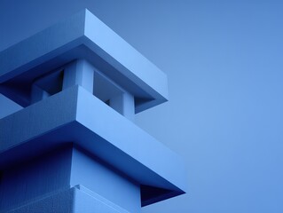 Layered Blue-White Matrix with Textured Volumes