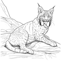 Fototapeta premium Detailed line drawing of a bobcat.
