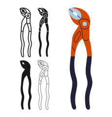 Pipe wrench icon symbol set. Builder and plumber repair tool sign professional construction tool repair stylized vector. Simple icon bath pipe wrench pliers design element isolated illustration