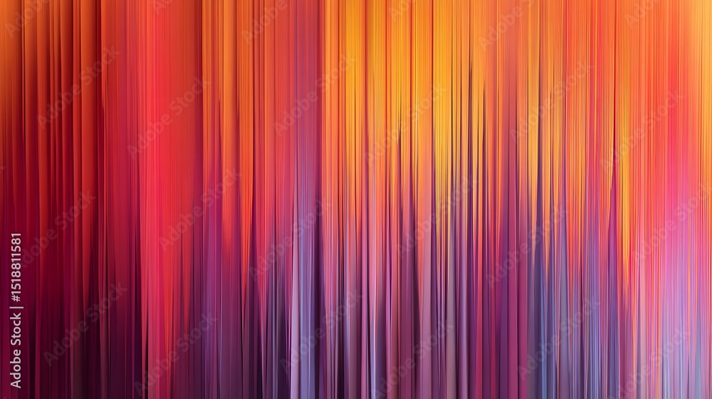 Poster Vibrant iridescent gradient in shades of pink orange and purple with a vertically distorted corrugated pattern evoking a futuristic and visual display