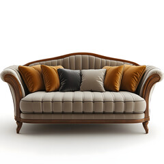 Elegant sofa bed, with a refined design and soft upholstery, offering both style and comfort, isolated on a white background.