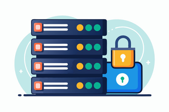 database server rack glowing lights